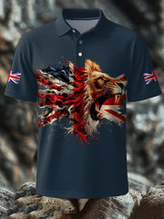 Men's UK Flag Lion Printed Casual Tops trupatriotic