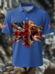 Men's UK Flag Lion Printed Casual Tops trupatriotic