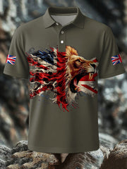 Men's UK Flag Lion Printed Casual Tops trupatriotic