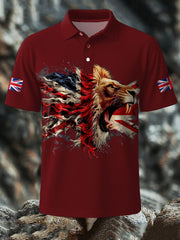 Men's UK Flag Lion Printed Casual Tops trupatriotic