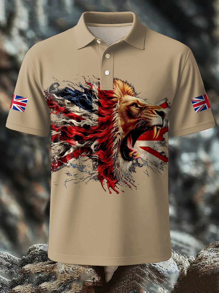 Men's UK Flag Lion Printed Casual Tops trupatriotic