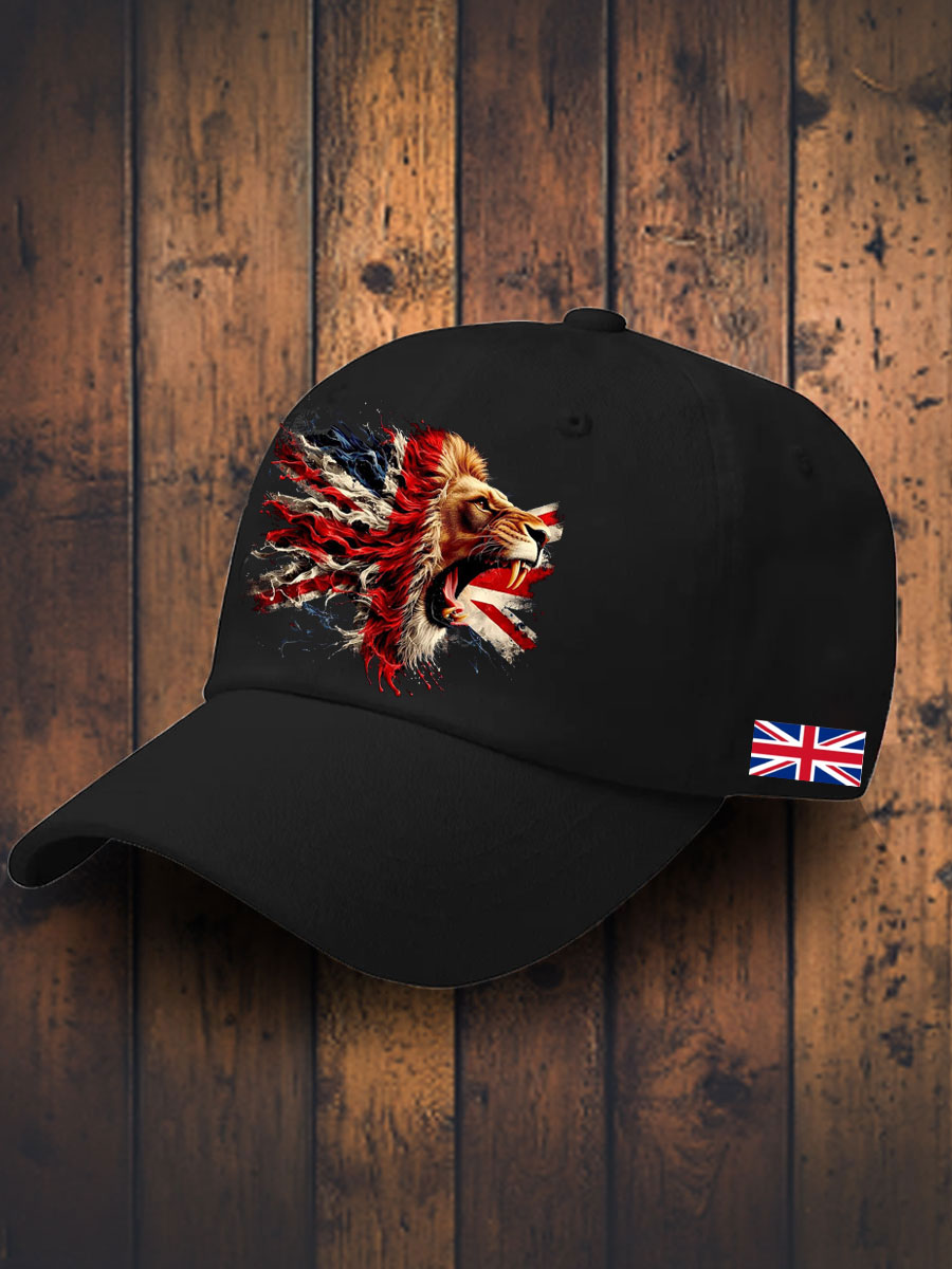Unisex UK Flag Lion Printed Hat trupatriotic