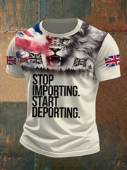 Men's UK Immigrant Stop Importing Start Deporting Printed T-shirt trupatriotic