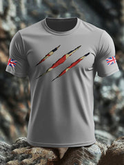 Men's UK Flag Skull Printed T-shirt trupatriotic