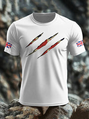 Men's UK Flag Skull Printed T-shirt trupatriotic