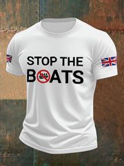 Men's UK Flag Stop The Boats Printed T-shirt trupatriotic