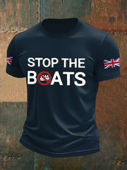 Men's UK Flag Stop The Boats Printed T-shirt trupatriotic