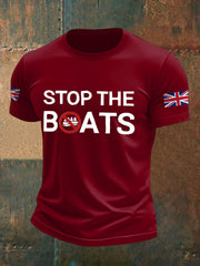 Men's UK Flag Stop The Boats Printed T-shirt trupatriotic