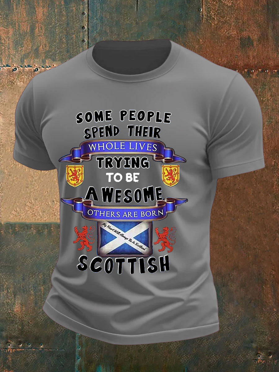 Men's Scotland United Kingdom Imitation Cotton Short-Sleeved Printed T-shirt trupatriotic