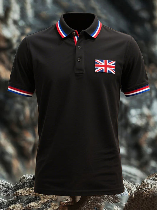 Men's British Flag Business Short Sleeve T-shirt trupatriotic