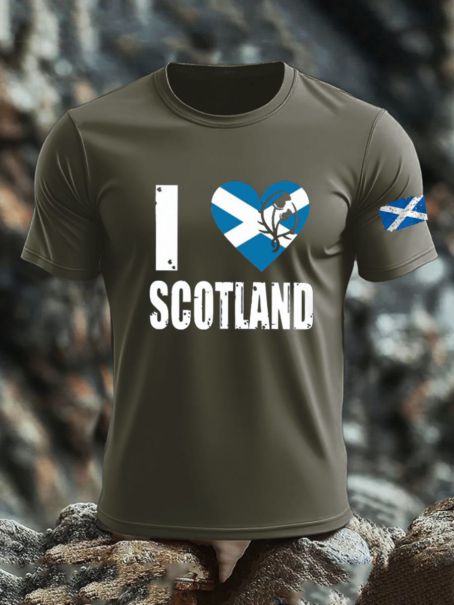 Men's Scotland United Kingdom Imitation Cotton Short-Sleeved Printed T-shirt trupatriotic