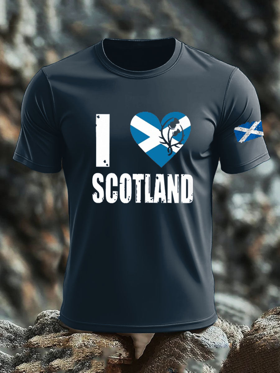 Men's Scotland United Kingdom Imitation Cotton Short-Sleeved Printed T-shirt trupatriotic