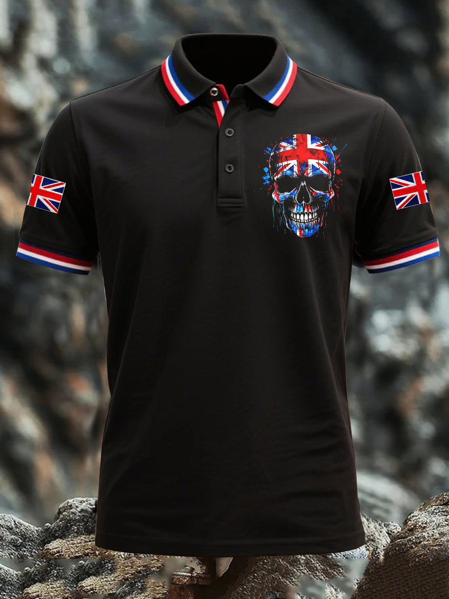 Men's British Skull Flag Short Sleeve Shirt trupatriotic