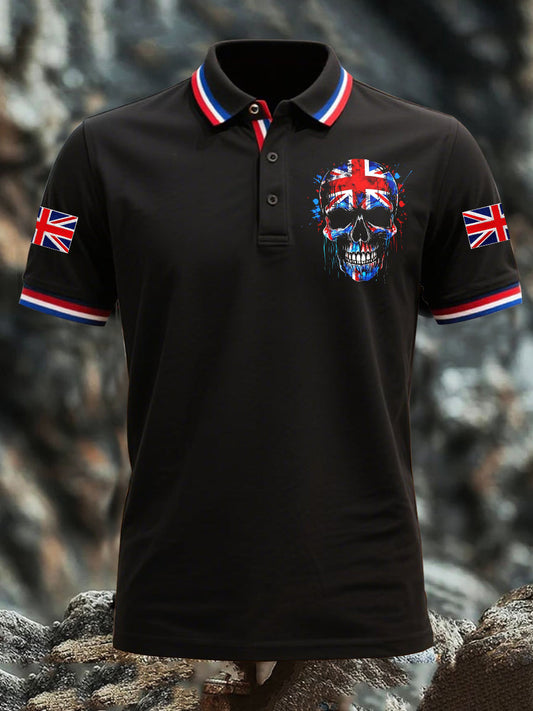 Men's British Skull Flag Short Sleeve Shirt trupatriotic