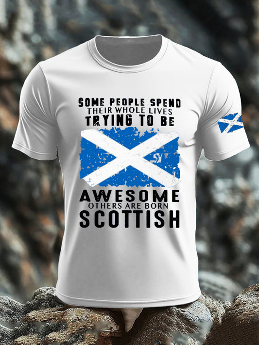 Men's Scotland United Kingdom Imitation Cotton Short-Sleeved Printed T-shirt trupatriotic