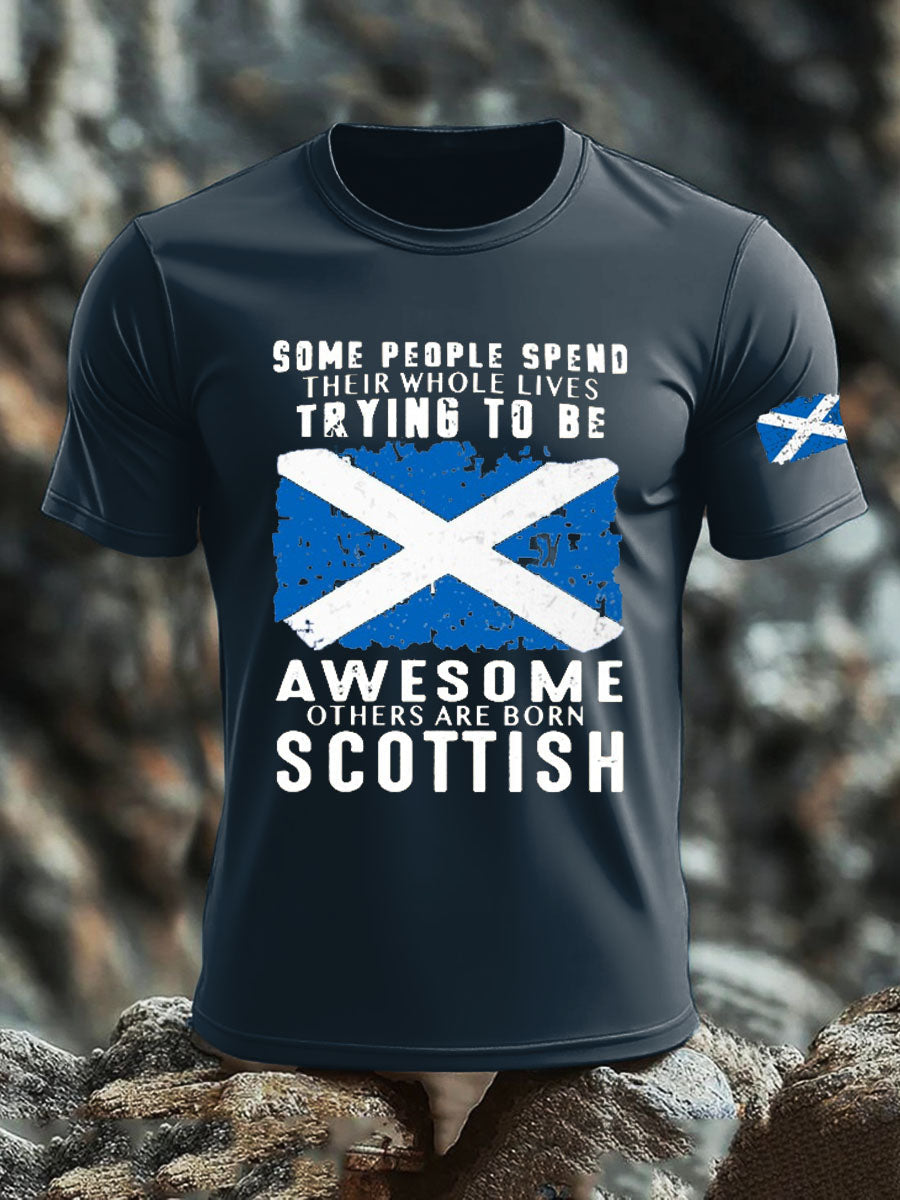Men's Scotland United Kingdom Imitation Cotton Short-Sleeved Printed T-shirt trupatriotic