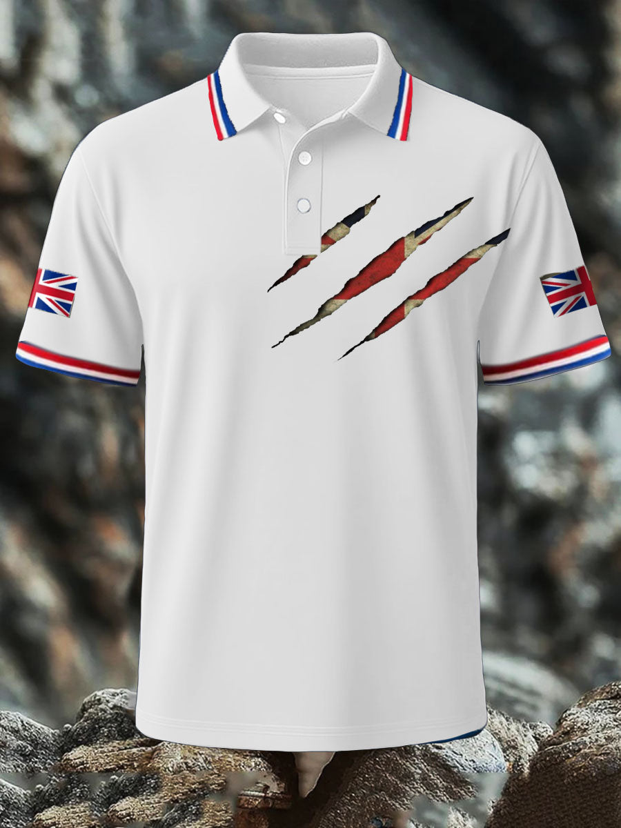 Men's UK Flag Printed Polo Shirt trupatriotic