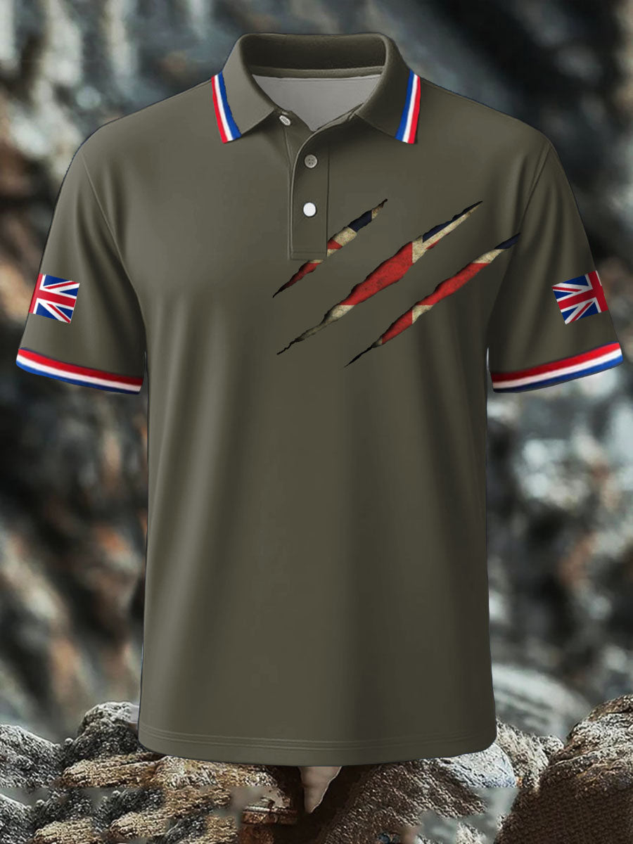 Men's UK Flag Printed Polo Shirt trupatriotic