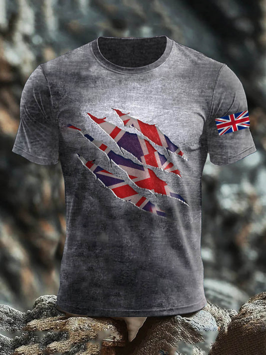 Men's Britsh Imitation Cotton Short-Sleeved Printed T-shirt trupatriotic