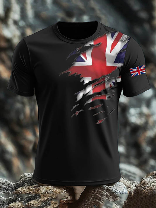 Men's Britsh Imitation Cotton Short-Sleeved Printed T-shirt trupatriotic