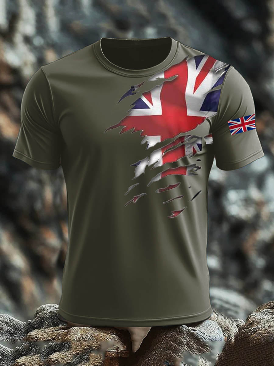 Men's Britsh Imitation Cotton Short-Sleeved Printed T-shirt trupatriotic