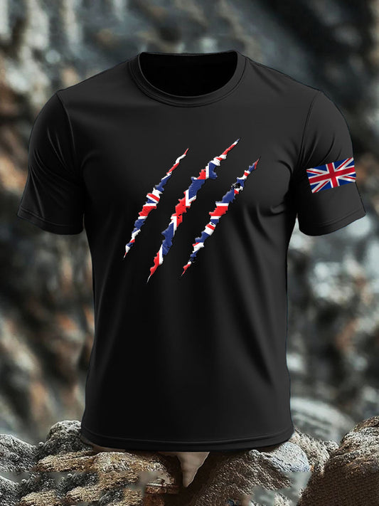 Men's Britsh Imitation Cotton Short-Sleeved Printed T-shirt trupatriotic