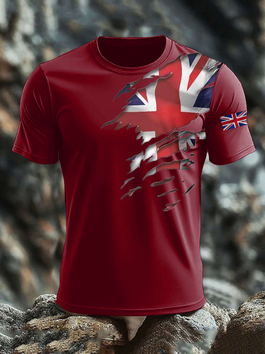 Men's Britsh Imitation Cotton Short-Sleeved Printed T-shirt trupatriotic