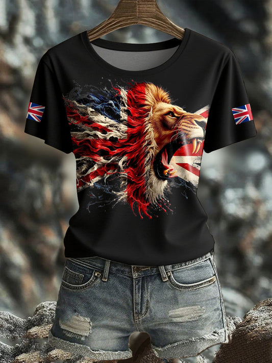 Women's UK Flag Pride Printed T-Shirt trupatriotic