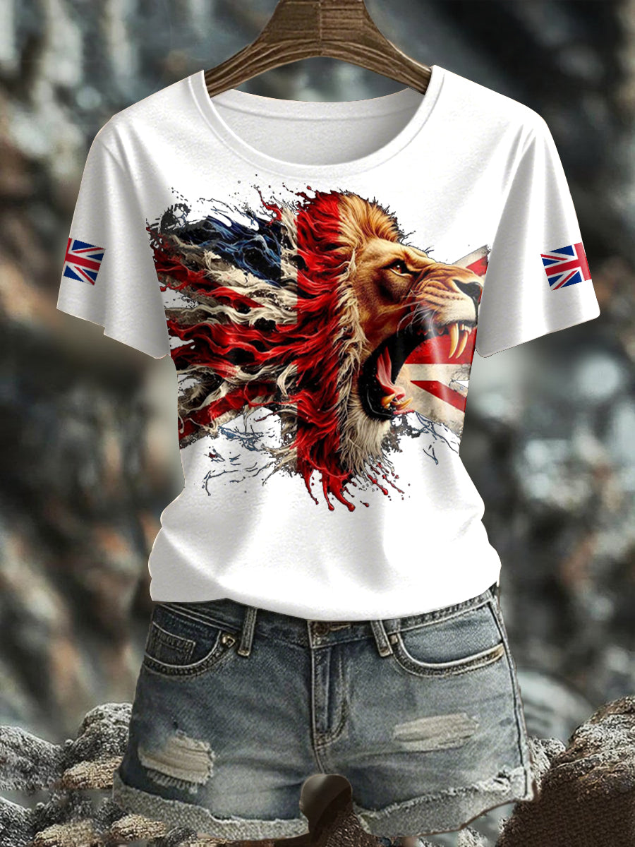Women's UK Flag Pride Printed T-Shirt trupatriotic