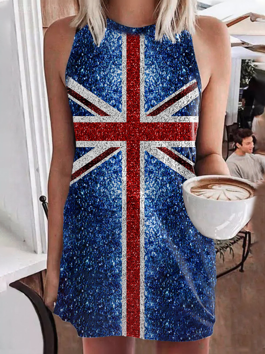 Women's Shiny UK Flag Pride Printed Dress trupatriotic