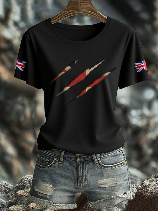 Women's UK Flag Pride Printed T-Shirt trupatriotic
