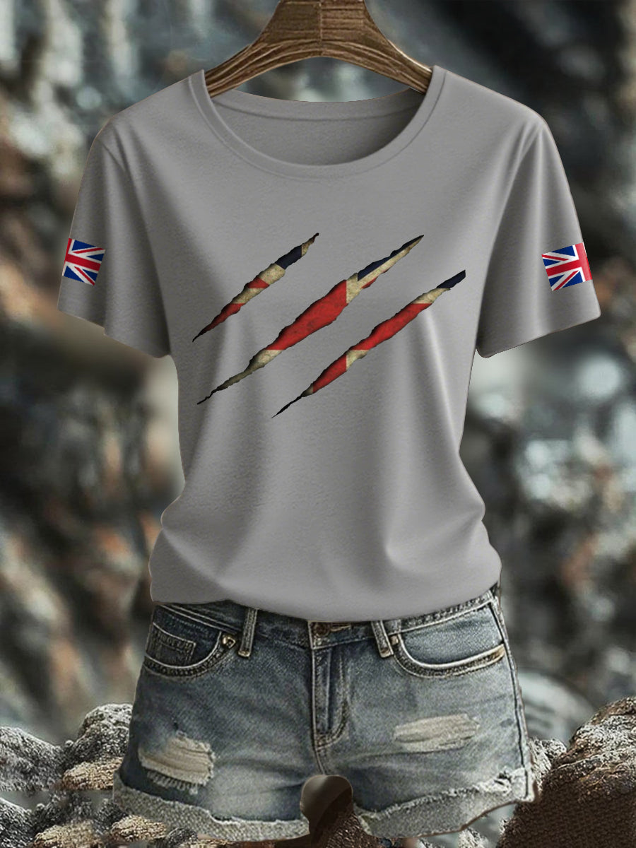 Women's UK Flag Pride Printed T-Shirt trupatriotic
