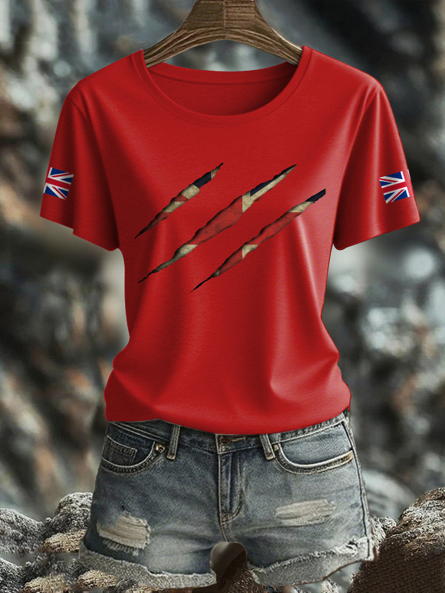 Women's UK Flag Pride Printed T-Shirt trupatriotic