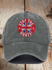 Unisex UK Flag Immigration Stop The Boats Printed Hat trupatriotic