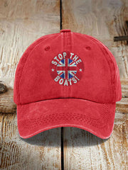 Unisex UK Flag Immigration Stop The Boats Printed Hat trupatriotic