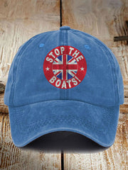 Unisex UK Flag Immigration Stop The Boats Printed Hat trupatriotic