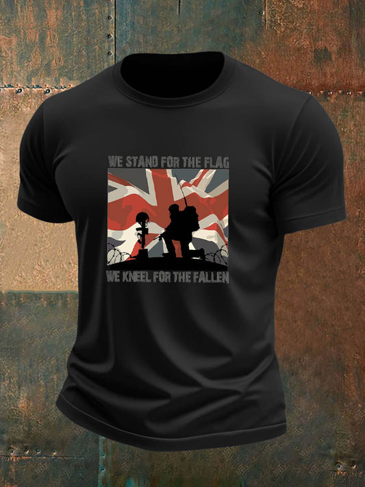 Men's  British Veteran Imitation Cotton Short-Sleeved Printed T-shirt trupatriotic