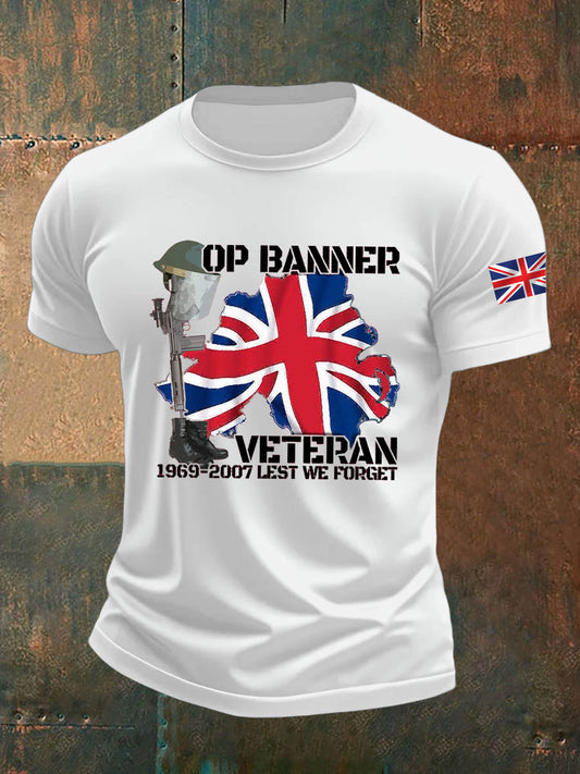 Men's  British Veteran Imitation Cotton Short-Sleeved Printed T-shirt trupatriotic