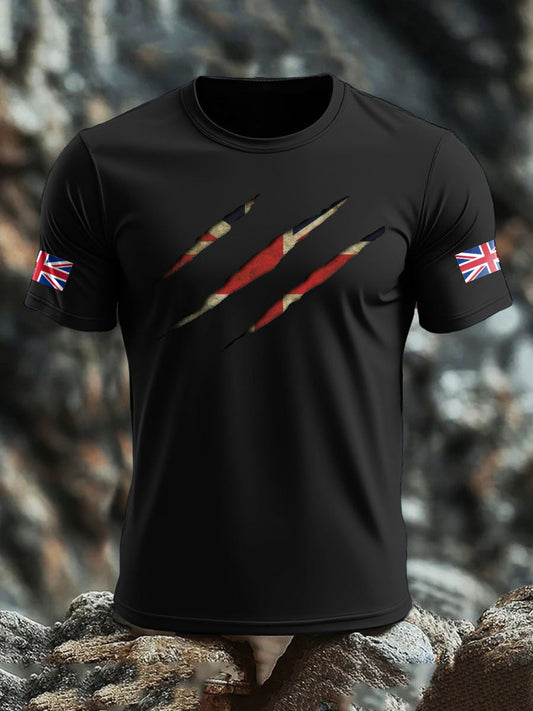 Men's UK Flag Skull Printed T-shirt trupatriotic