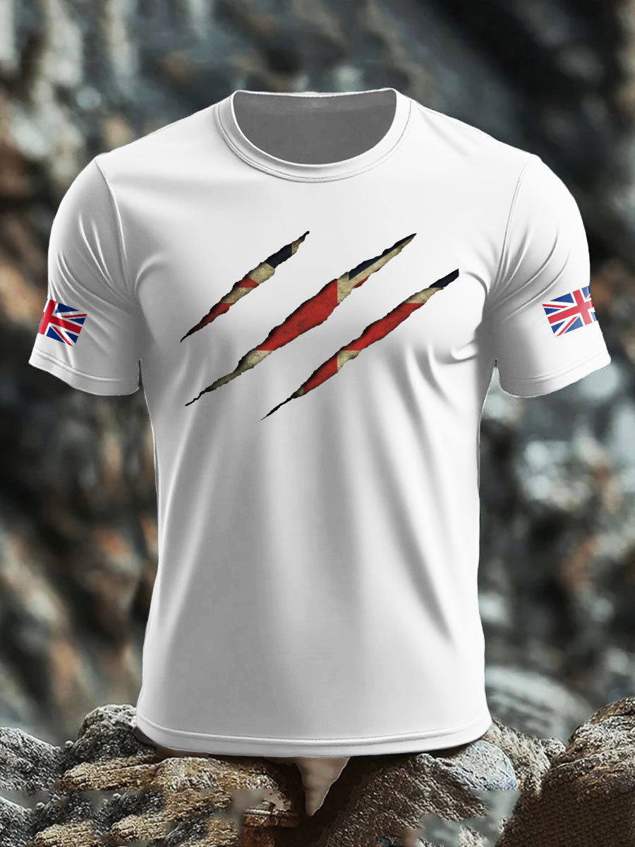 Men's UK Flag Skull Printed T-shirt trupatriotic