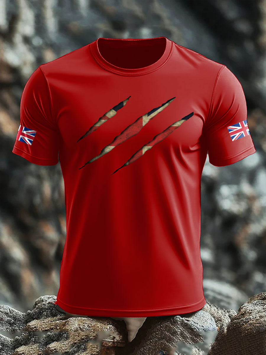 Men's UK Flag Skull Printed T-shirt trupatriotic