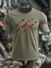 Men's UK Flag Skull Printed T-shirt trupatriotic