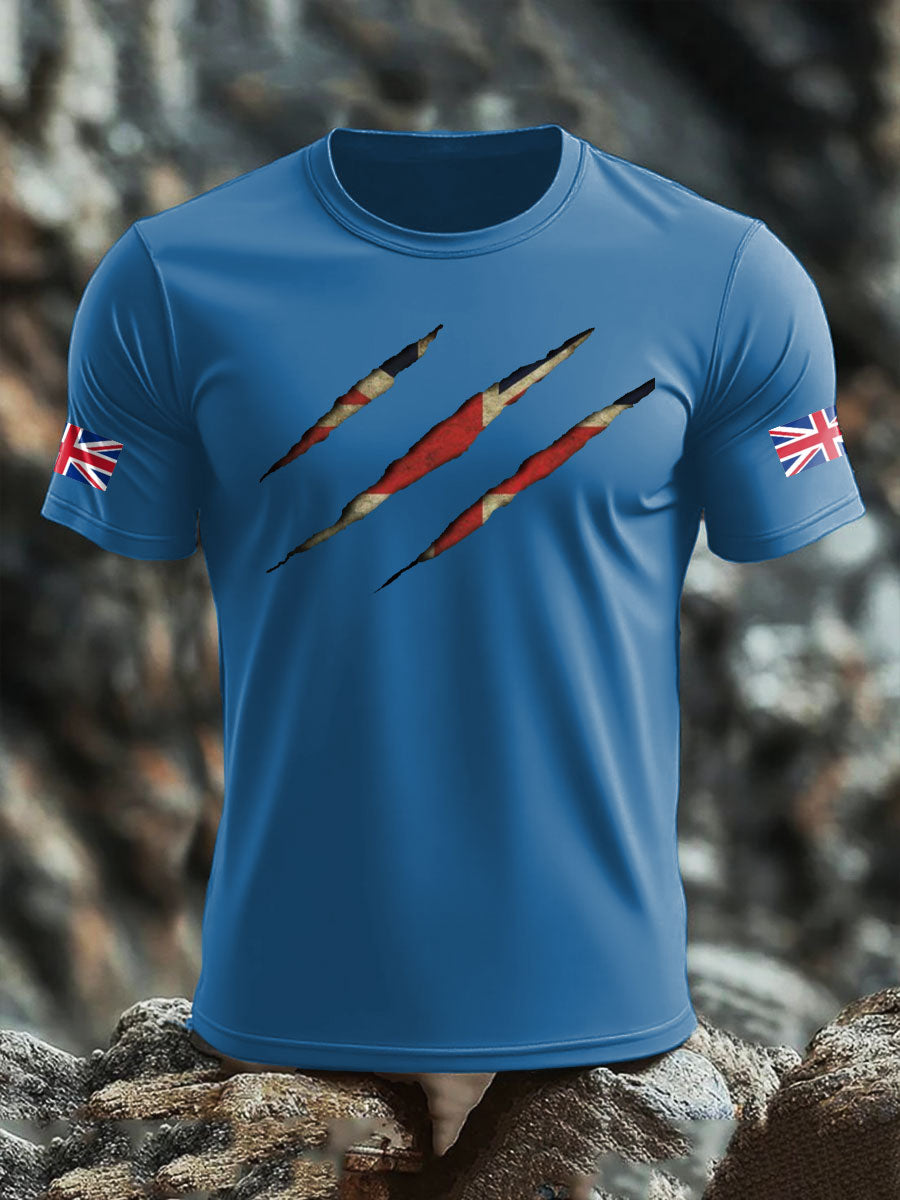 Men's UK Flag Skull Printed T-shirt trupatriotic