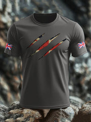 Men's UK Flag Skull Printed T-shirt trupatriotic