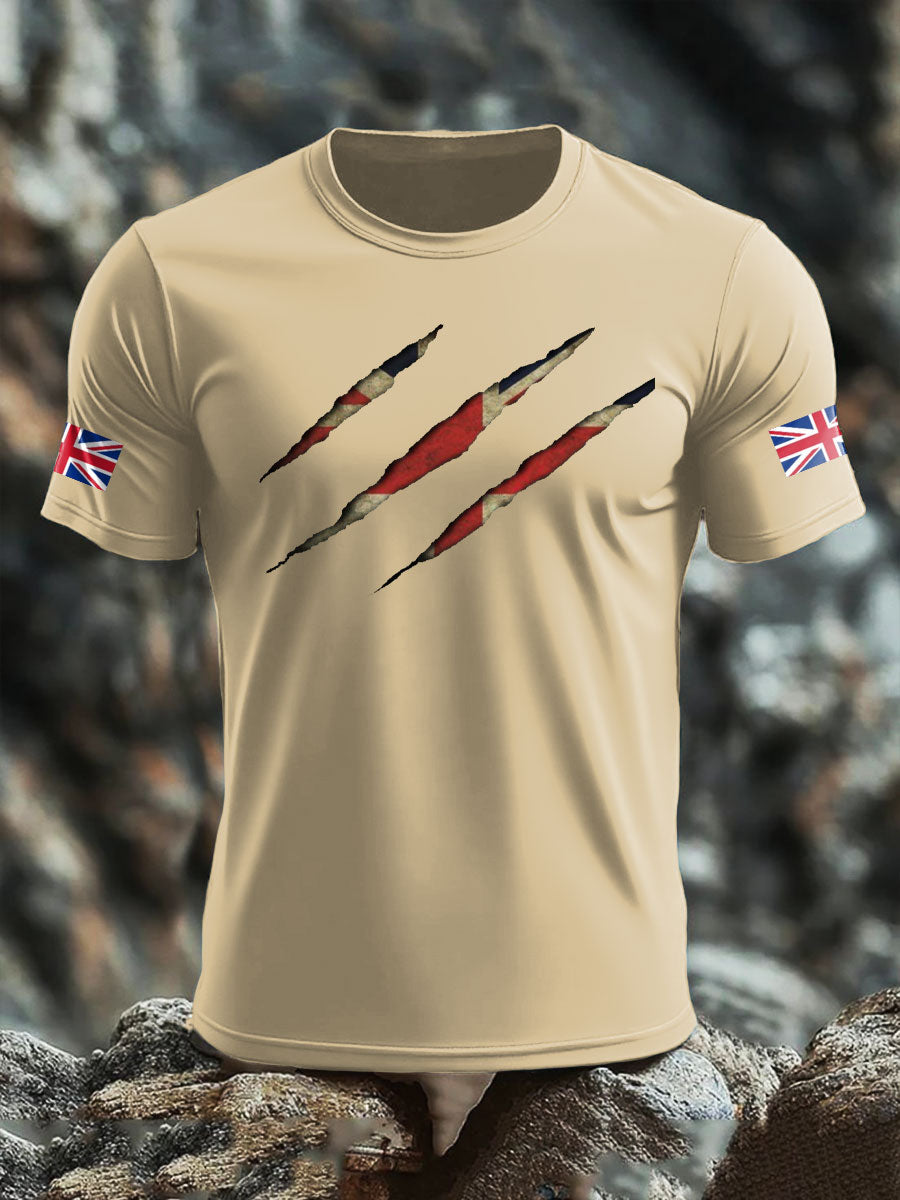 Men's UK Flag Skull Printed T-shirt trupatriotic