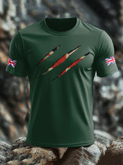 Men's UK Flag Skull Printed T-shirt trupatriotic