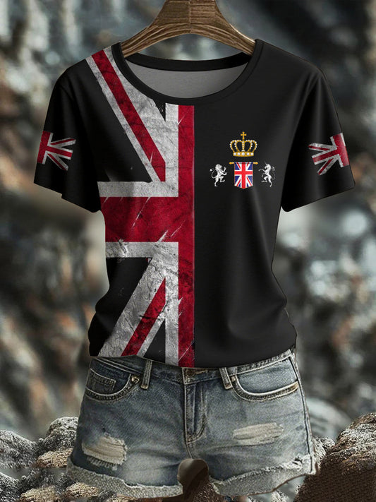 Women's UK Flag Pride Printed T-Shirt trupatriotic