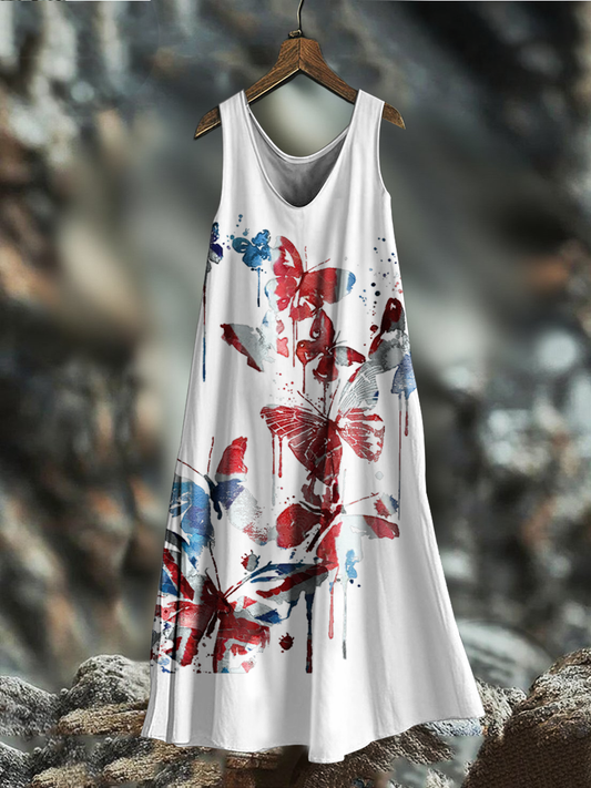Women's UK Flag Butterfly Art Printed Dress trupatriotic