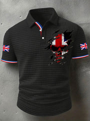 Men's UK Flag Skull Print Casual Short-Sleeve Waffle Top trupatriotic