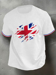 Men's UK Flag Print Casual Short-Sleeve Waffle Tee trupatriotic